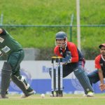 Tribhuvan Army Club batting Vs Nepal Police Club during Prime Minister Cup